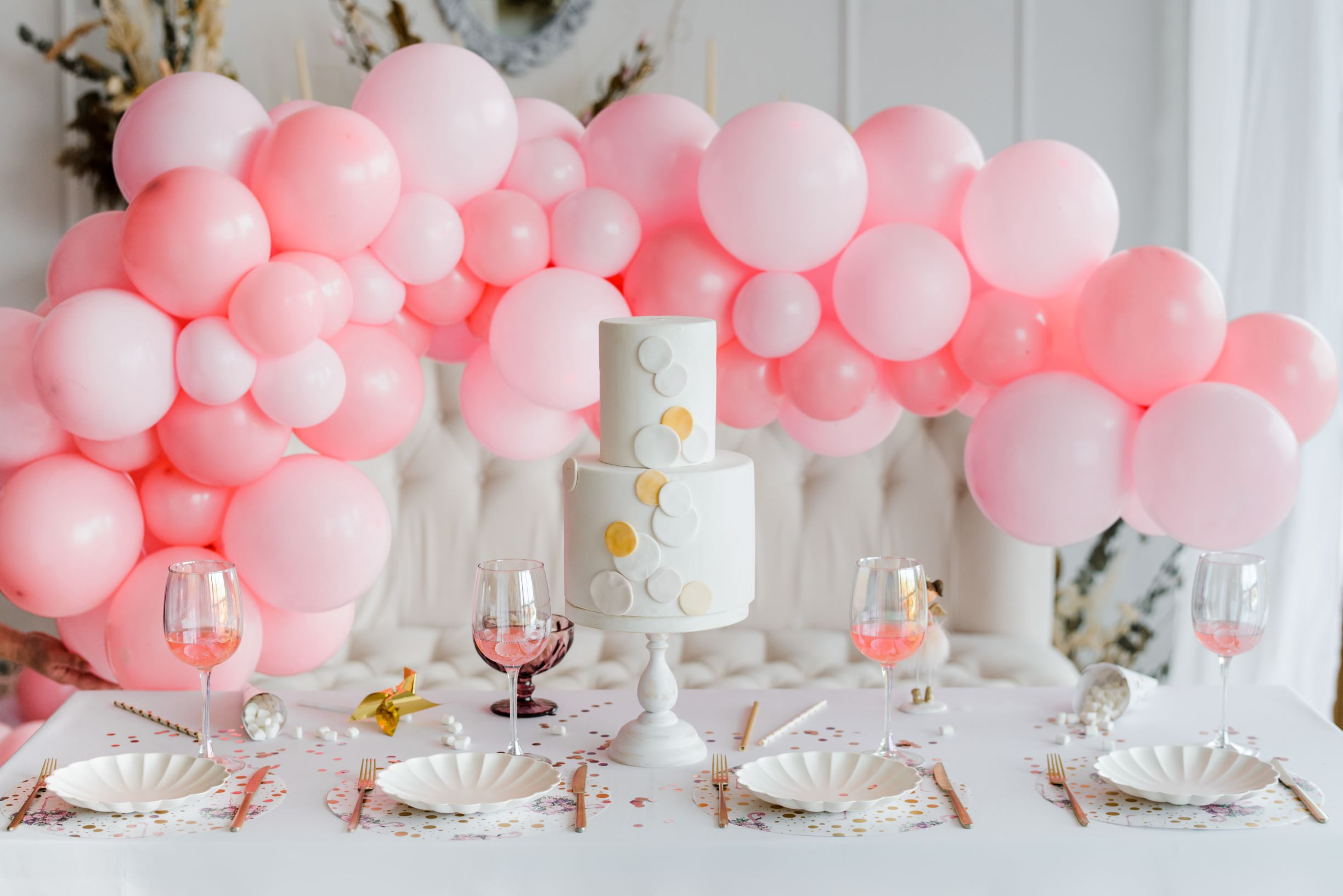 pink balloon setup