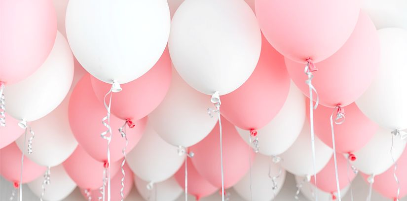 pink white balloons