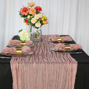 Premium Cheesecloth Table Runner 16FT x 25" - Blush/Rose Gold