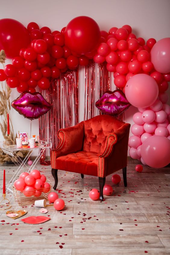 red balloons setup