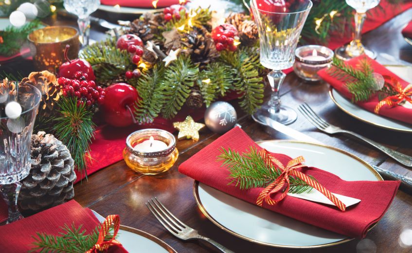 christmas red tablecloth