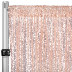 Glitz Sequin Mesh Net 10ft H x 52" W Drape/Backdrop panel - Blush/Rose Gold