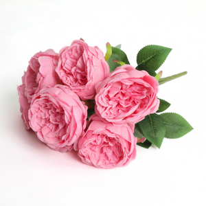 Silk Artificial Peony Flower Bush Bundle - Light Pink