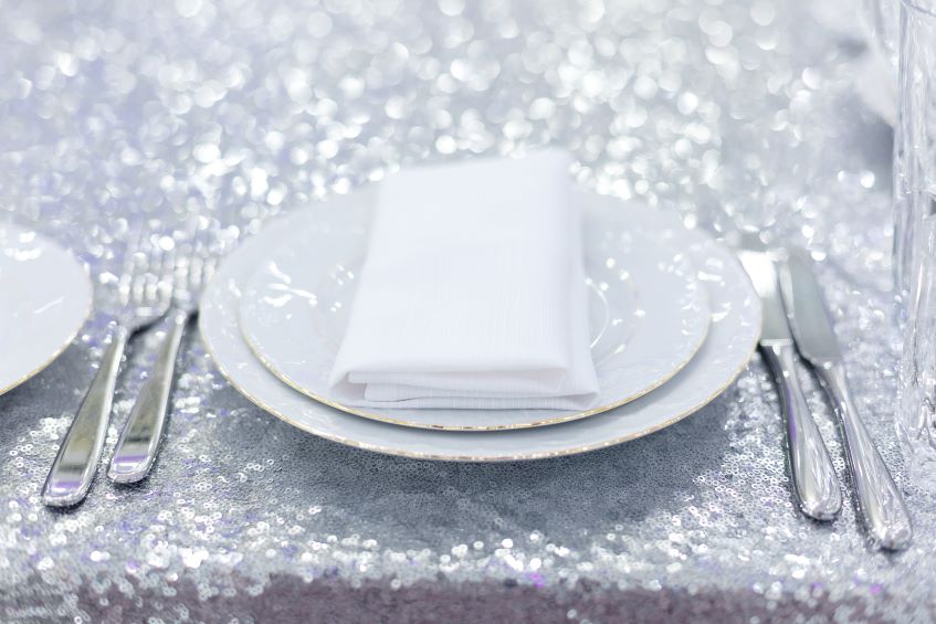 silver table setup