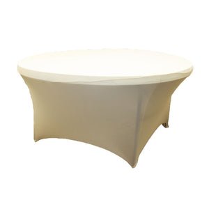 6 FT Round Spandex Table Cover - Ivory