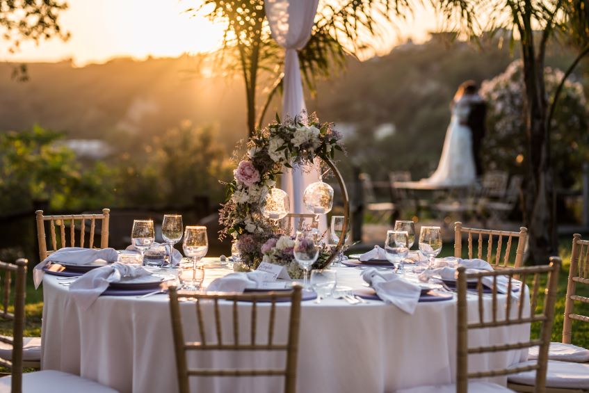 sunset wedding reception