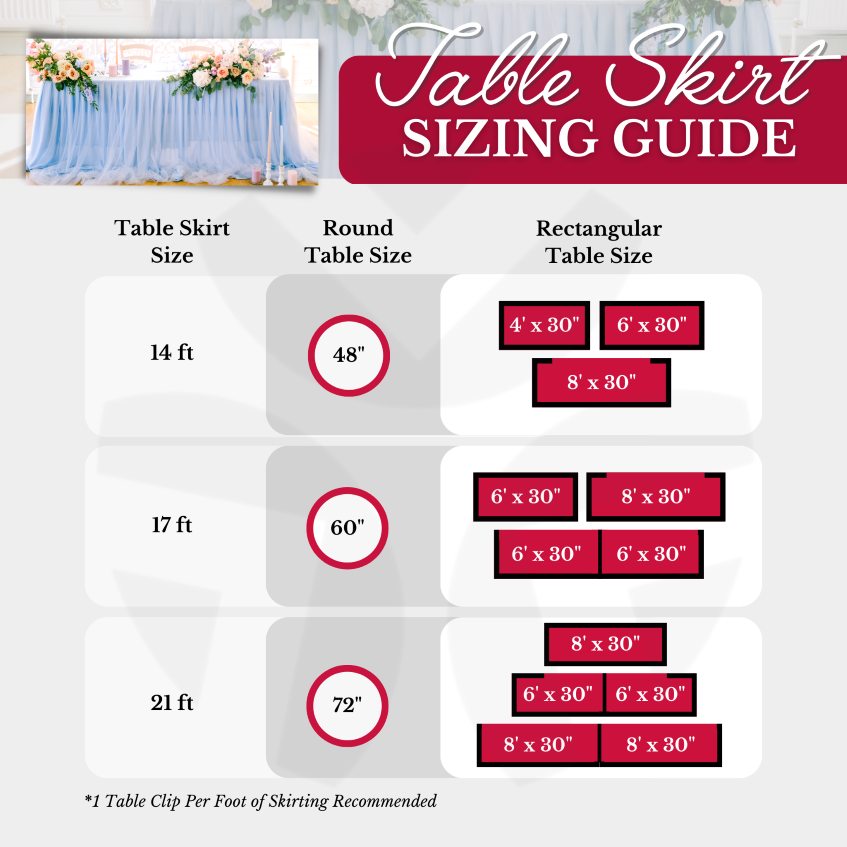 table skirt sizing guide