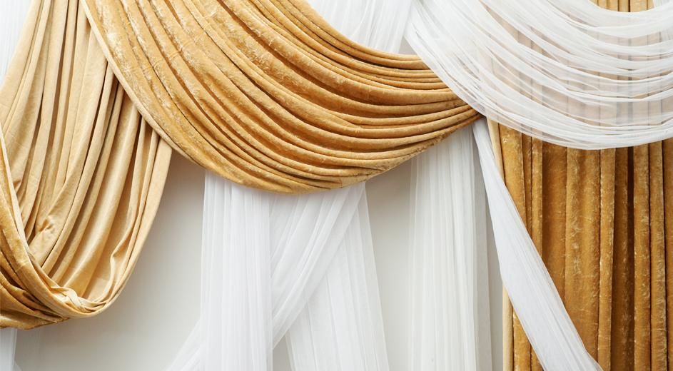 white and gold drapes