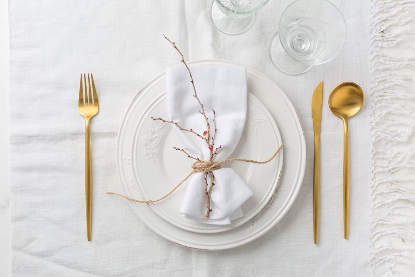 white place settings