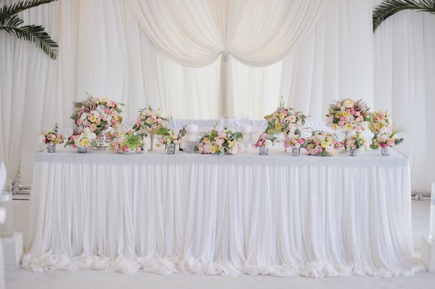 white wedding table setup