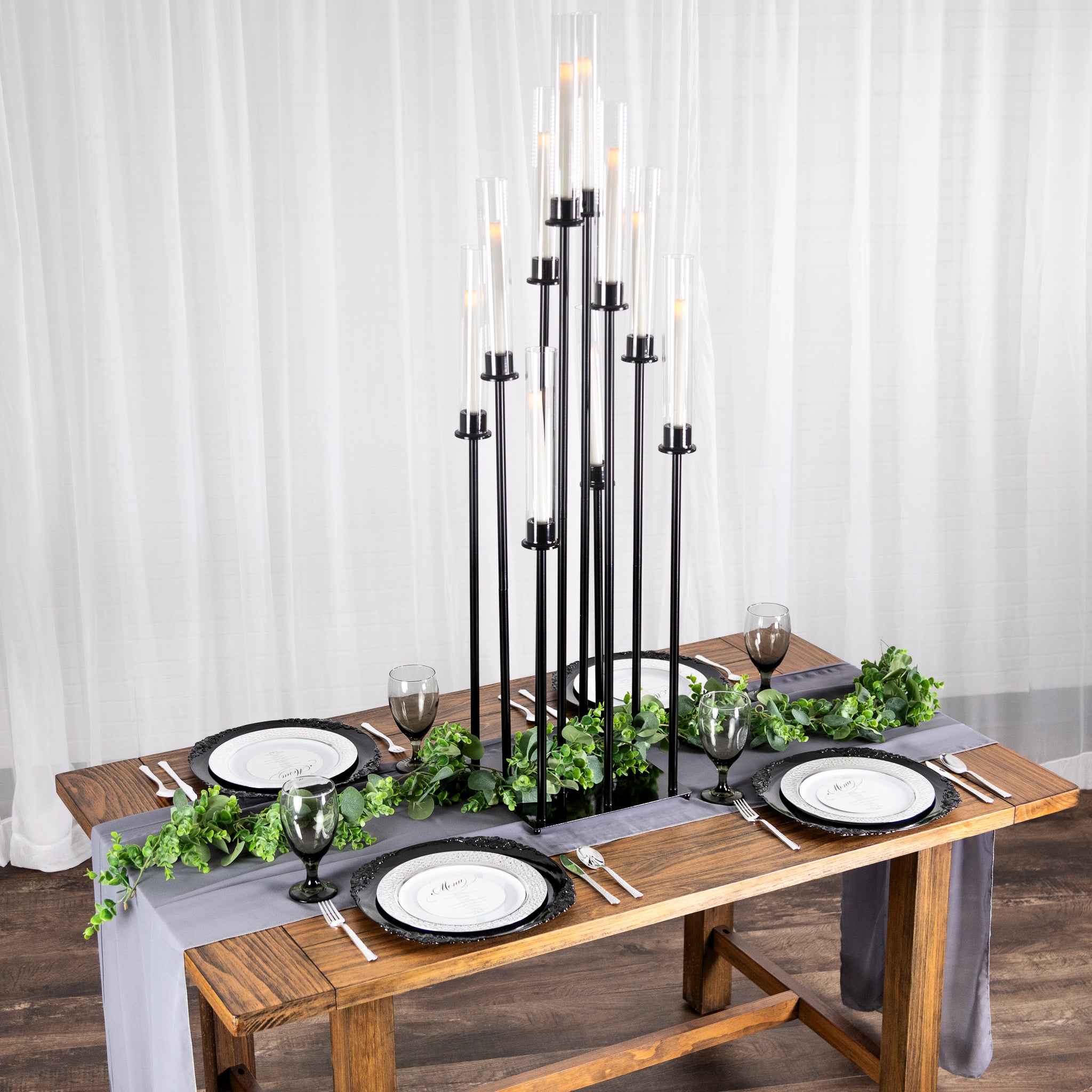 48 Tall 10 Arm Candle Holder Candelabra Centerpiece Black Cv Linens 6382