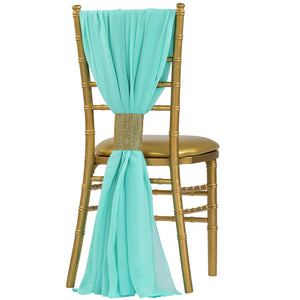 5pcs Pack of Chiffon Chair Sashes/Ties 19" x 72" - Turquoise
