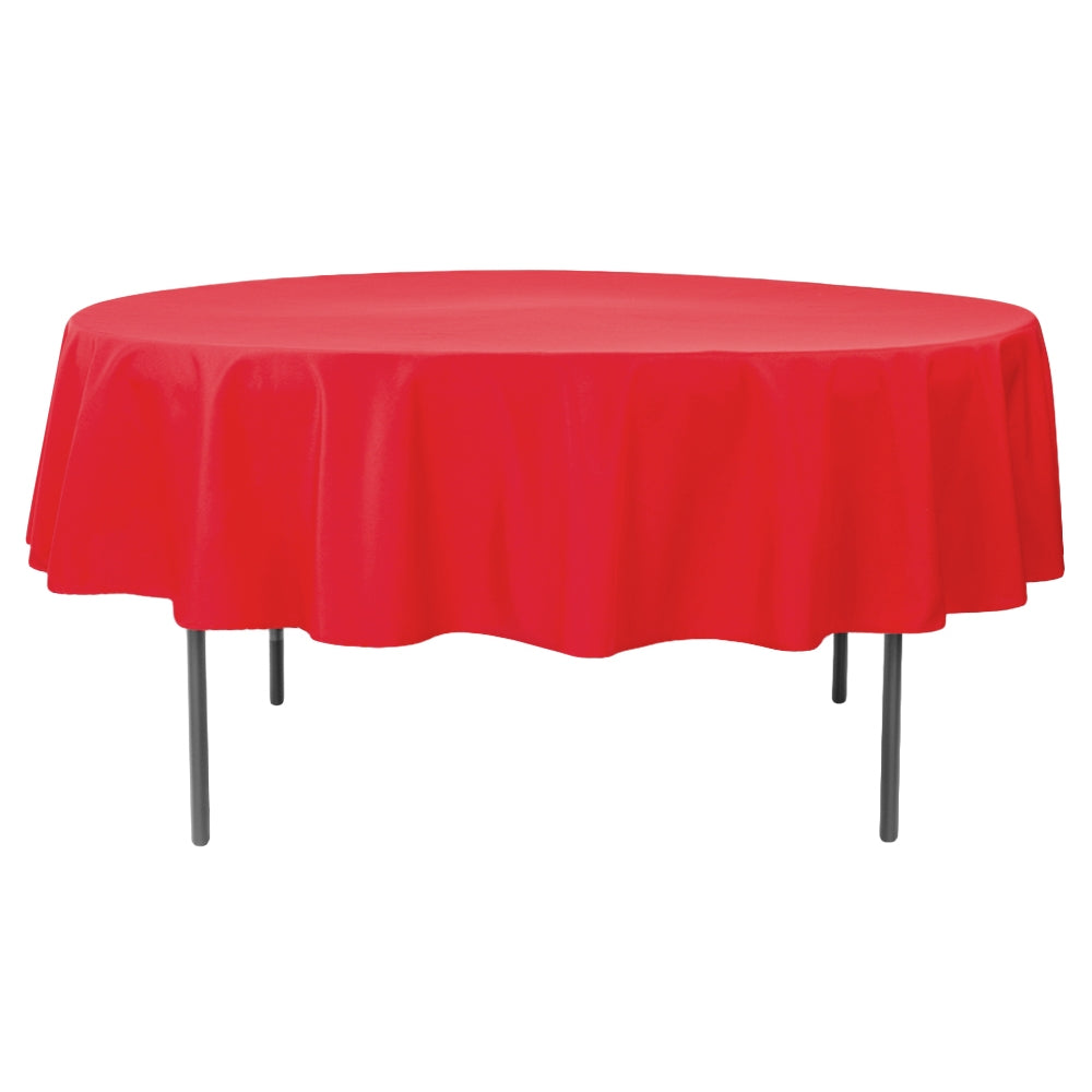 white tablecloth with red overlay