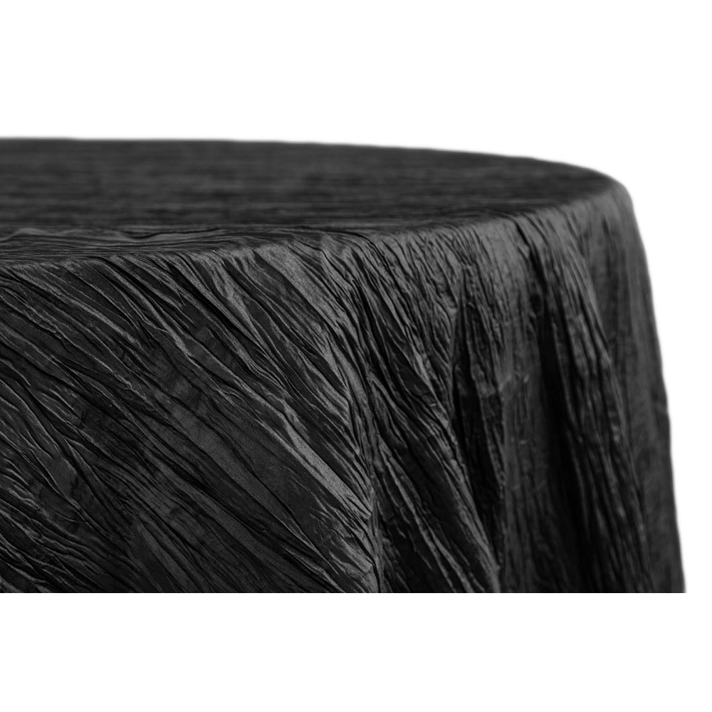 Accordion Crinkle Taffeta 132" Round Tablecloth - Black - CV Linens
