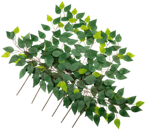 Artificial Silk Ficus Leaf Branches Spray 6 stems Bundle