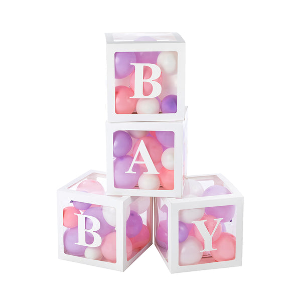 Wholesale BABY Transparent Balloon Boxes White (4 pcs)│CV Linens