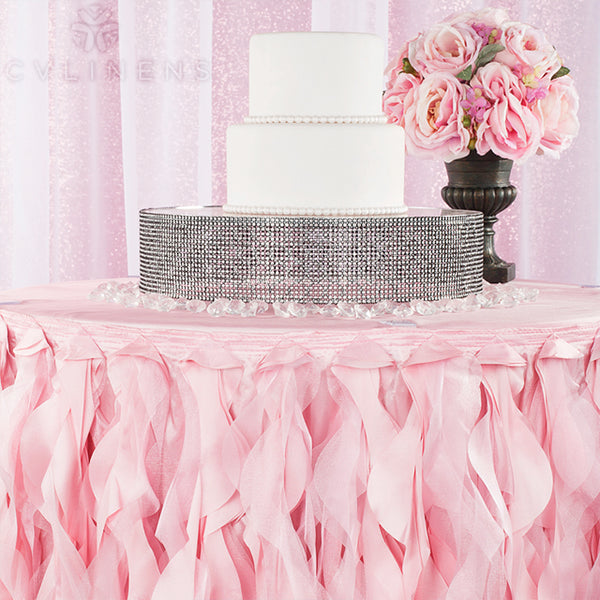 Download Curly Willow 14ft Table Skirt - Pink- CV Linens