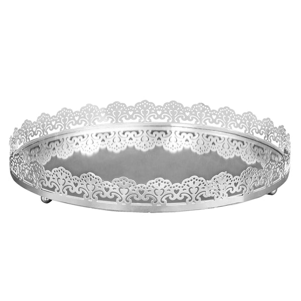 Cake Cupcake Vanity Tray 14 Round Silver Cv Linens