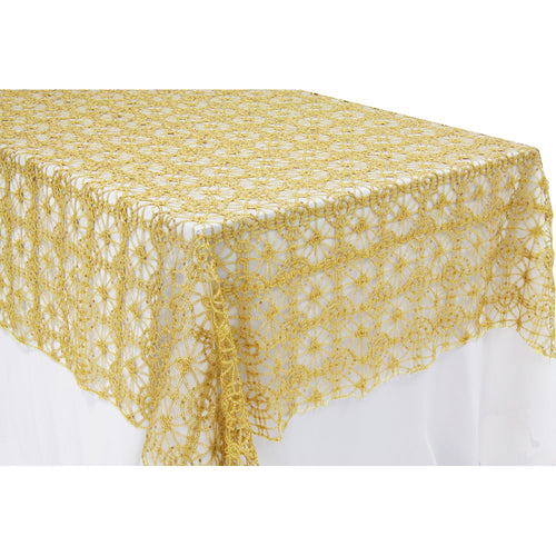 Chemical Lace 60"x120" Rectangular Table Topper/Overlay - Gold