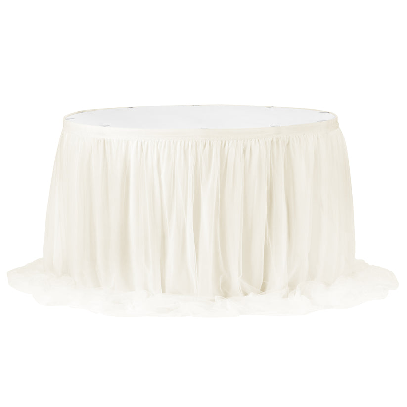 Chiffon Tulle Table Skirt Extra Long 17ft - Ivory– CV Linens