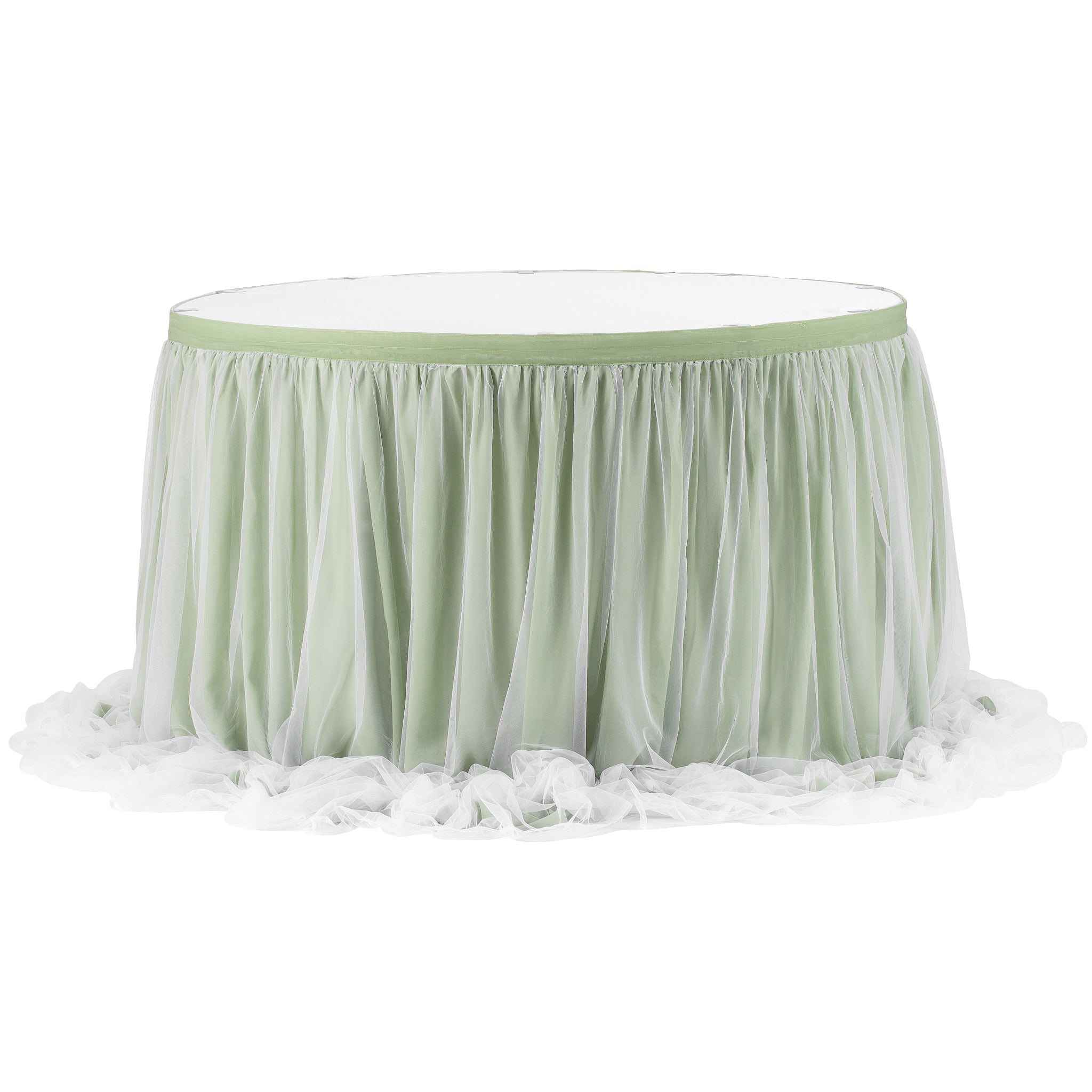 Chiffon Tulle Table Skirt Extra Long 17ft Sage Green Cv Linens 0404
