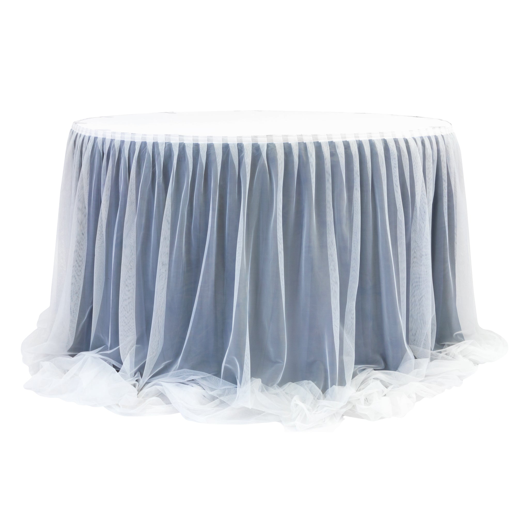 Chiffon Tulle Table Skirt Extra Long 57 X 14ft Navy Blue And White Cv Linens 9662