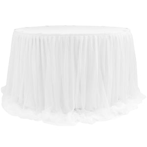 Chiffon Tulle Table Skirt Extra Long 57" x 14ft - White