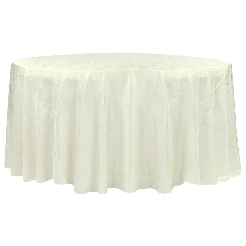 Crushed Taffeta 132" Round Tablecloth - Ivory