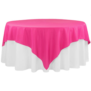 Economy Polyester Table Overlay Topper/Tablecloth 90"x90" Square - Fuchsia