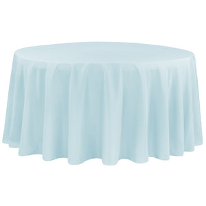 Economy Polyester Tablecloth 132" Round - Baby Blue