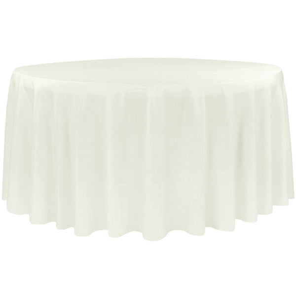 108 Round Cream Polyester Tablecloth