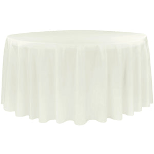Economy Polyester Tablecloth 120" Round - Ivory