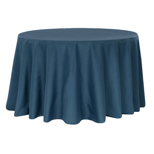 Economy Polyester Tablecloth 132" Round - Navy Blue