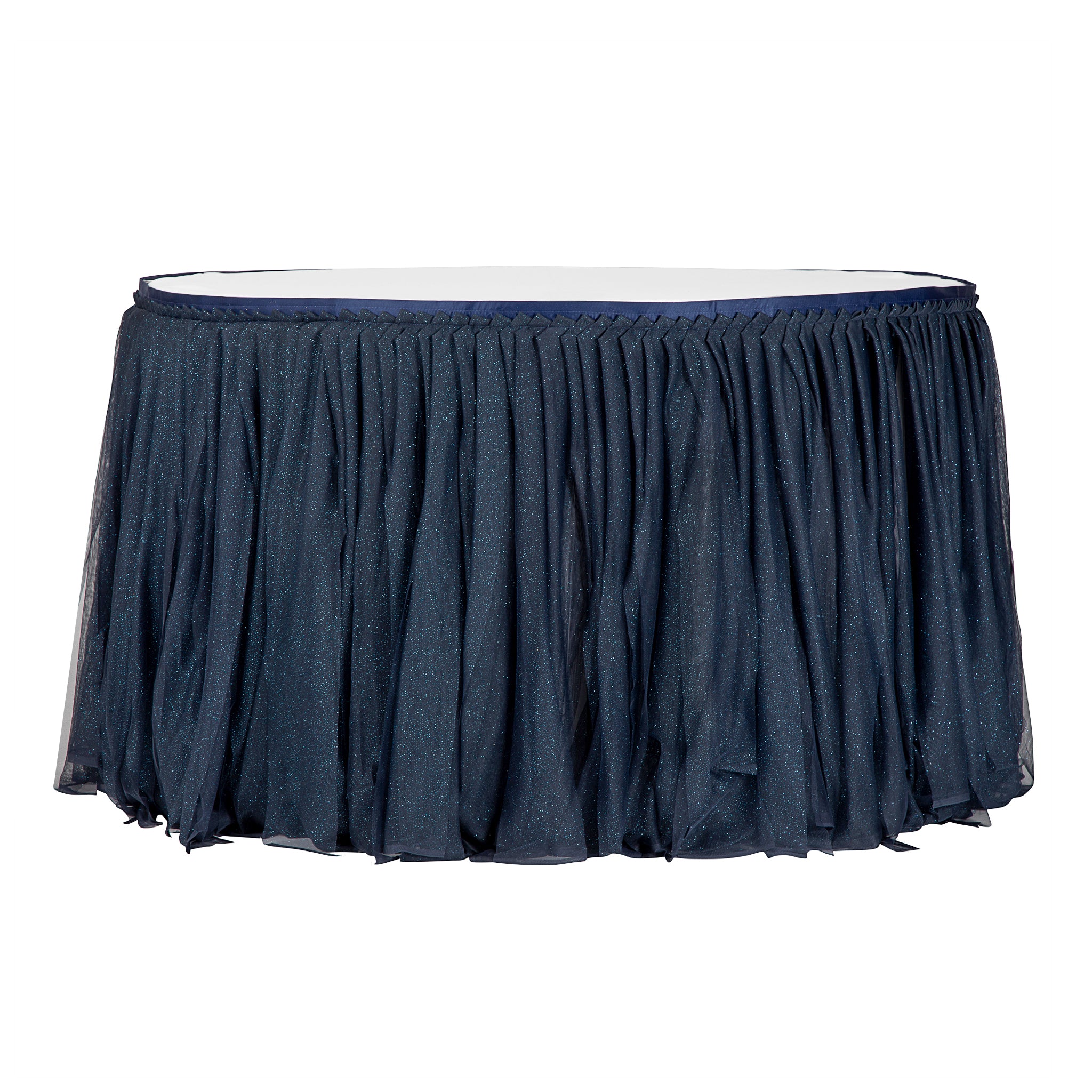 Glitter Tulle Tutu 14ft Table Skirt - Navy Blue