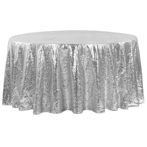 silver round tablecloth