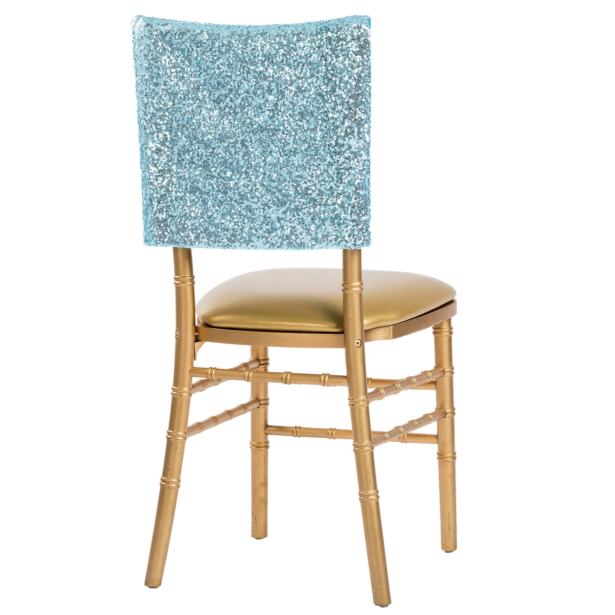 Glitz Sequin Chiavari Chair Cap 16"W x 14"L - Baby Blue