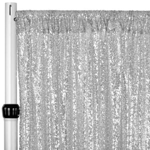 Glitz Sequin Mesh Net 12ft H x 52" W Drape/Backdrop panel - Silver