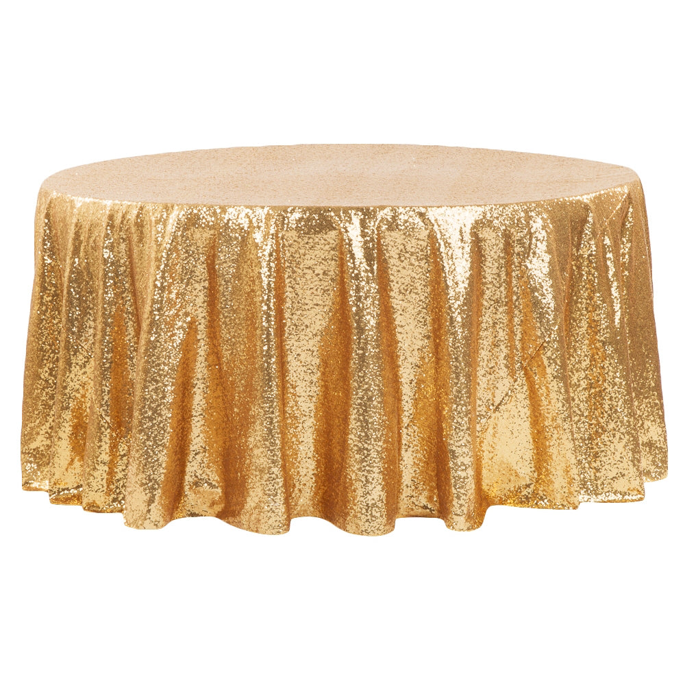 Glitz Sequins 132 Round Tablecloth Gold Cv Linens