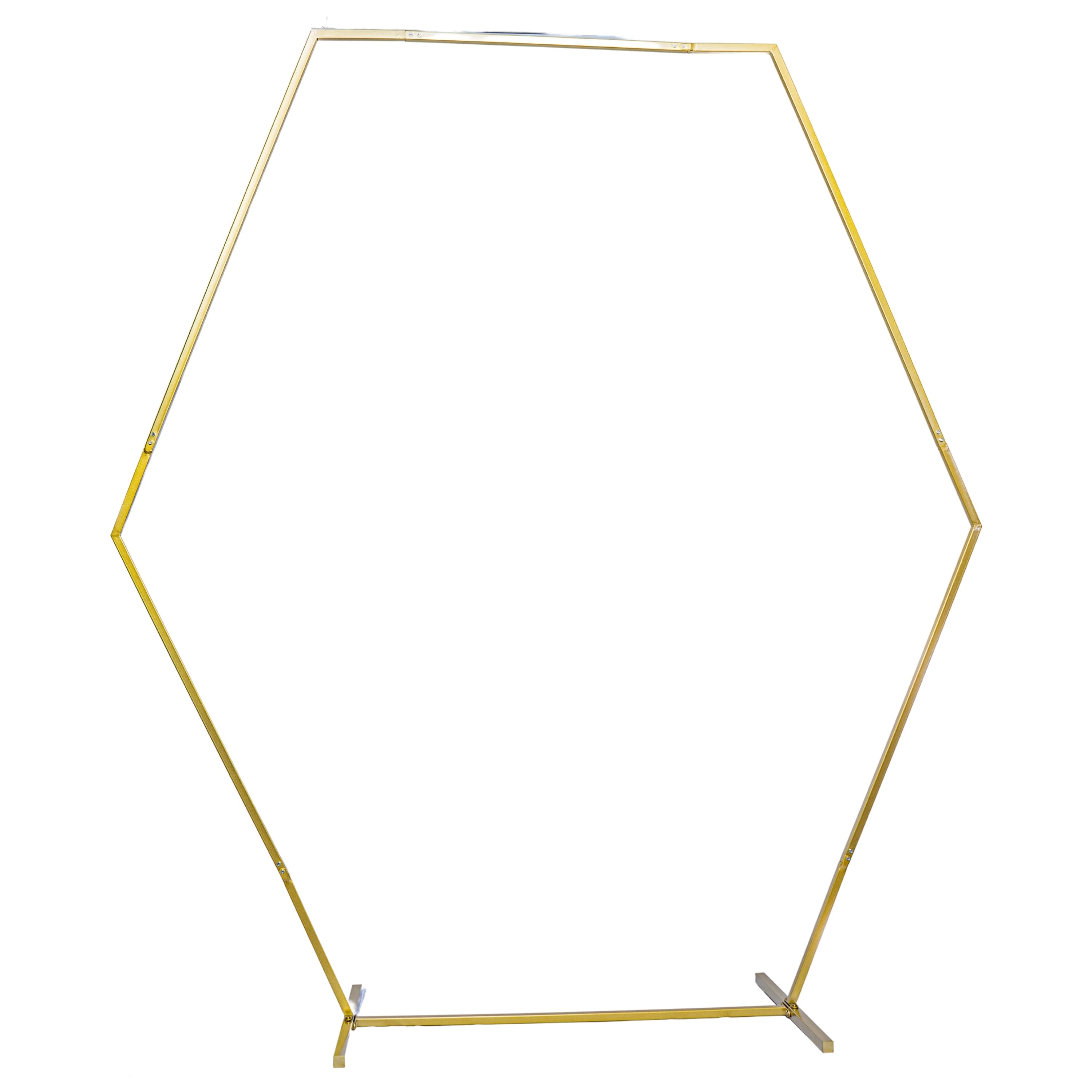 Image of Hexagon Wedding Arch Backdrop Frame Stand 8 ft - Gold