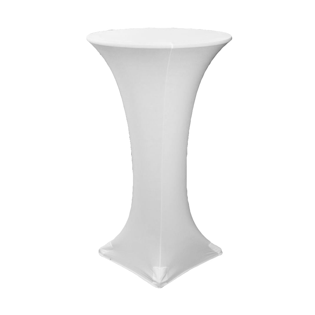 Image of High 24" Spandex Round Cocktail Table Cover - White