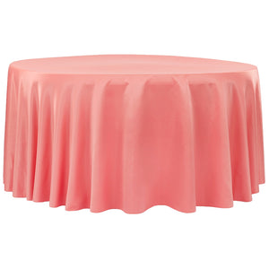 Lamour Satin 120" Round Tablecloth - Coral