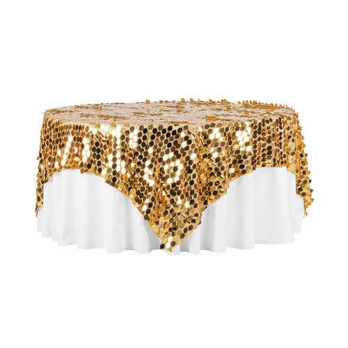 Square Payette Sequin Table Overlay Topper 90"x90" Square - Gold