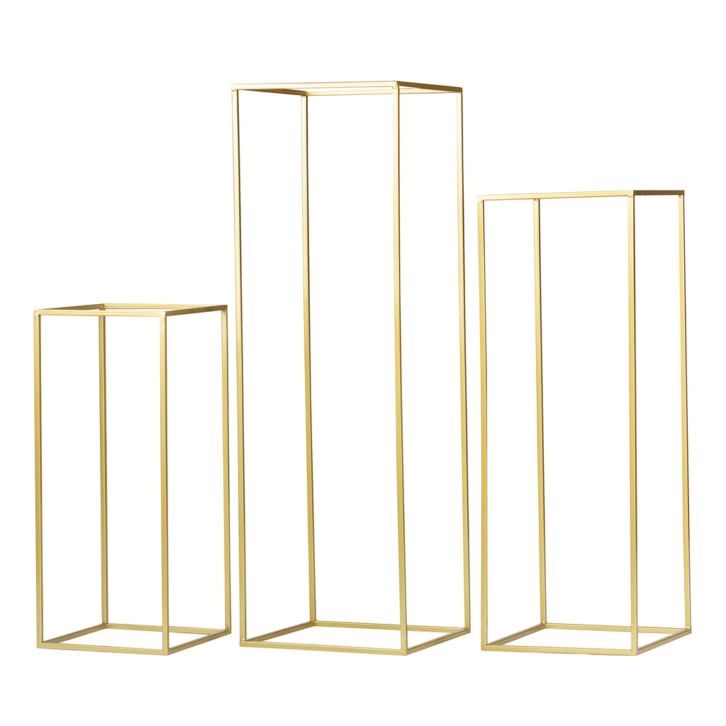 Modern Rectangular Tall Metal Frame Stand Centerpiece (3 pcs/set) - Go