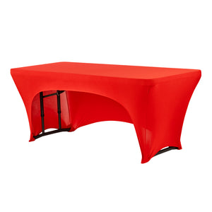 Rectangular 6 FT Spandex Table Cover - Red