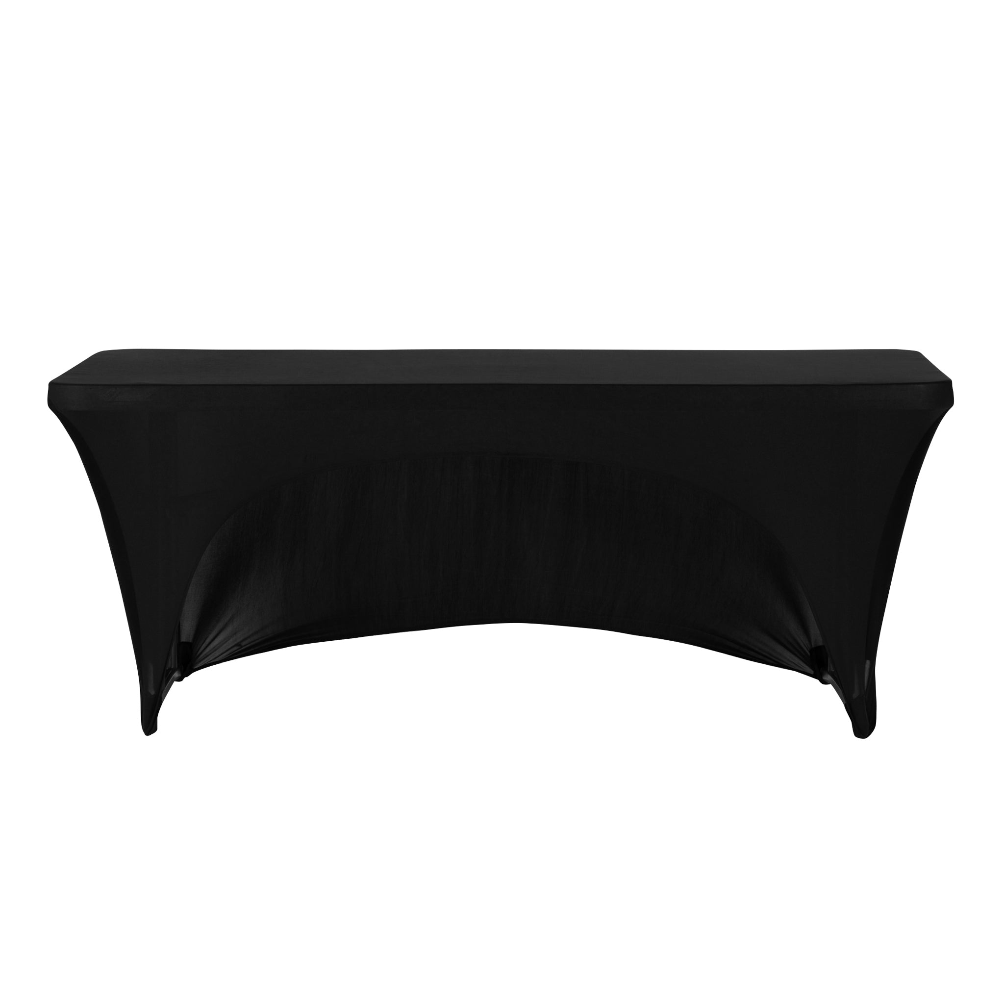 Open Back Stretch Spandex Table Cover 6 Ft Rectangular Black Cv Linens