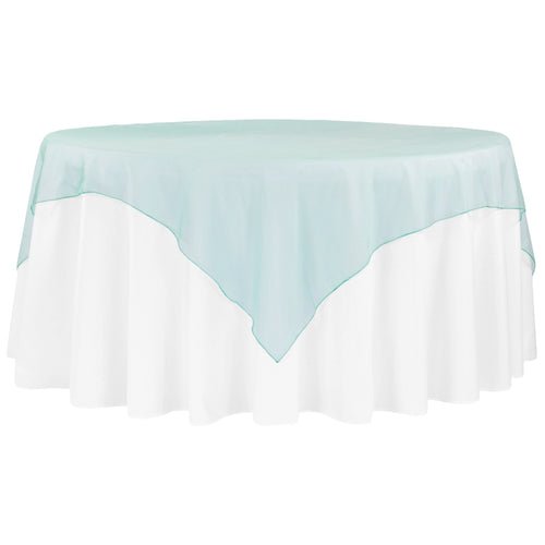 Organza 72" Square Table Overlay - Dark Turquoise