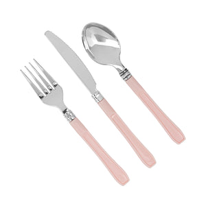 Pink Plastic Cutlery Set 60pcs/pk - Gold Mod Collection