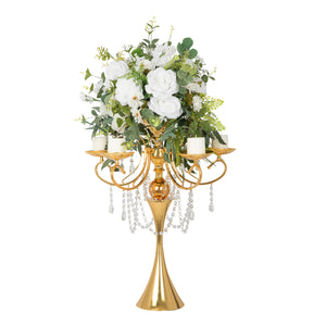 Royal Hanging Crystal Candelabra Centerpiece - Gold