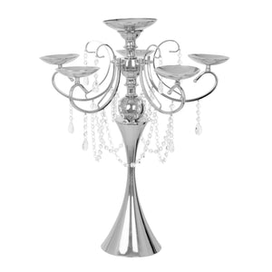 Royal Hanging Crystal Candelabra Centerpiece - Silver