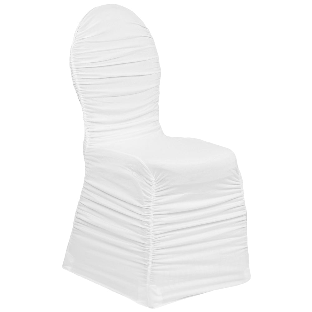 Image of Ruched Fashion Spandex Banquet Chair Cover - White